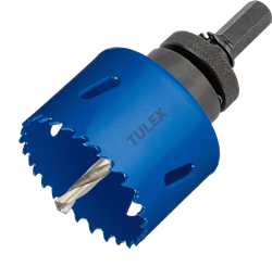 Коронка TULEX биметаллическая, шестигранный хвостовик,с центрирующим сверлом,в сборе 64мм 601013-064 - фото 143299