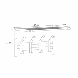 Вешалка с полкой ТОРОНТО 11, графит ВСПТ11 ГР - фото 143869