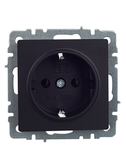 Розетка BRITE с з/к без з/ш 16А черная РС11-1-0-БрЧ - фото 144076