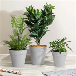 Горшок для цветов IDILAND Tarragon D250мм, 7л со вставкой, светло-серый (12) 221610521/03 - фото 144437