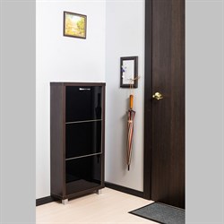 Шкаф для обуви Айрон Люкс 3-х секционная (Венге/Стекло черное) - фото 144713