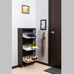 Шкаф для обуви Айрон Люкс 3-х секционная (Венге/Стекло черное) - фото 144714