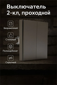 Выключатель NEXON 2-кл, проходной, платина 80-B4-EK22KZ - фото 144730