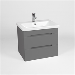 Тумба Марсель под умывальник COMO 80 2 ящика подвесная графит - фото 144775