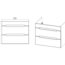 Тумба Марсель под умывальник COMO 70 2 ящика подвесная графит - фото 144786