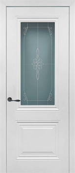 Полотно ЛЕСКОМ дверное Экшпон Имидж серый софт, витражное белое стекло 90 - фото 144906