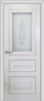 Полотно ЛЕСКОМ дверное Экшпон Имидж-2 эмалит белый/золото, витражное стекло 70 - фото 144940