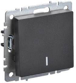 Выключатель BRITE 1-кл. с индикатором 10А черный BR-V10-1-10-K02 - фото 145020