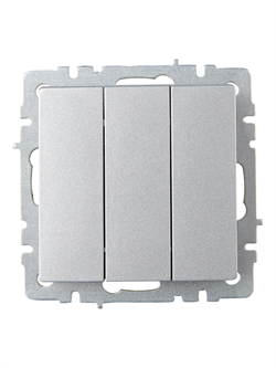 Выключатель BRITE 3-кл. 10А алюминий BR-V30-0-10-K47 - фото 145034