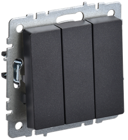 Выключатель BRITE 3-кл. 10А черный BR-V30-0-10-K02 - фото 145037