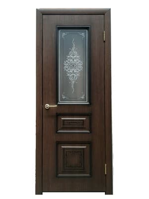 Полотно ЛЕСКОМ дверное Экшпон Соната ясень коричневый/черная патина стекло с художеств. печатью 90 - фото 26741