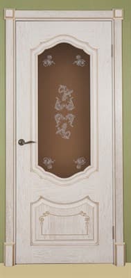 Двери Флоренция-1 ПО-700 (эмаль белая патина золото) - фото 27689