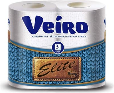 Бумага туалетная Linia VEIRO Elite 9c34 3сл. 4шт - фото 27745