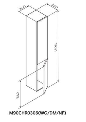 Шкаф-колонна AM.PM GEM подвесной правый, 30 см, двери, push-to-open, белый, глянец M90CHR0306WG - фото 32868