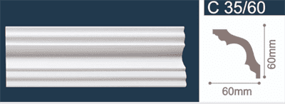 Плинтус СОЛИД потолочный 2,0м С35/60 белый 60мм*60мм (1уп-50шт) - фото 34547