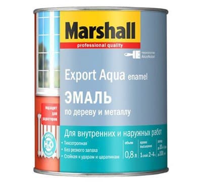 Эмаль водная MARSHALL EXPORT Aqua белая глянц.0,8л 533845К - фото 35852