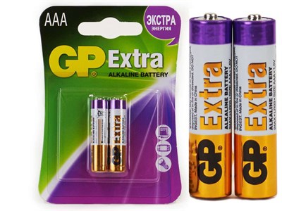 Батарейки GP 24AX-2CR2 EXTRA Мизинчиковые (ААА) 2шт (блистер) - фото 38869