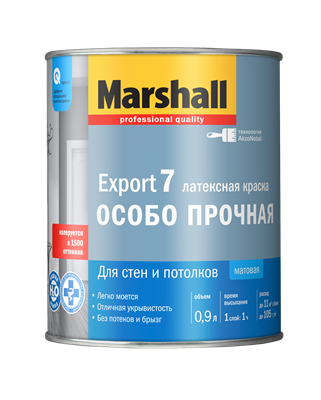 Краска водоэмульсионная MARSHALL EXPORT-7 мат.латексная BW 0,9л - фото 39084