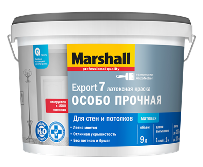 Краска водоэмульсионная MARSHALL EXPORT-7 матлатексная база С 9л 5248861 - фото 39094
