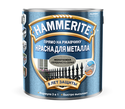Краска Hammerite молотковая Серебристо-серая 0,5л 5253838 - фото 39262