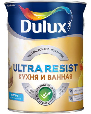 Краска Dulux Ultra Resist Кухня и ванная мат 5л 5255539 - фото 39372