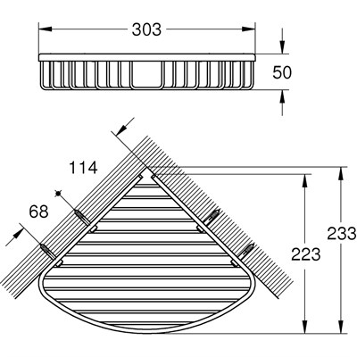 Полочка-решетка GROHE Bau Cosmopolitan угловая, 300 мм 40663001 - фото 40847