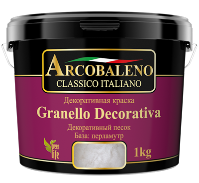 Краска декоративная РАДУГА Arcobaleno Granello Decorativa База перламутр (5кг) - фото 41098