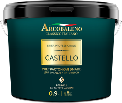 Эмаль РАДУГА Arcobaleno Castello ультрастойкая для фасадов и интерьеров база С9л - фото 41112