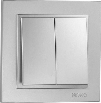 Выключатель MONO прох x2 механизм+кн.Metallic Light Fume - фото 45027