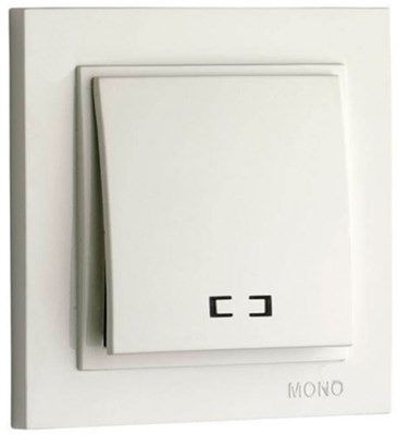 Выключатель MONO с/п механизм+кнопка Белый - фото 45034