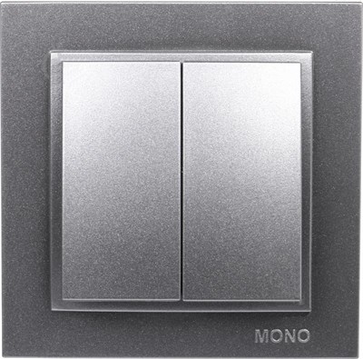 Выключатель MONO х2 механизм+кноп. Metallic Silver - фото 45038