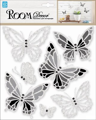 Элемент декоративный ROOM DECOR Бабочки-стразы черные с серебром RKA 6603 - фото 46058