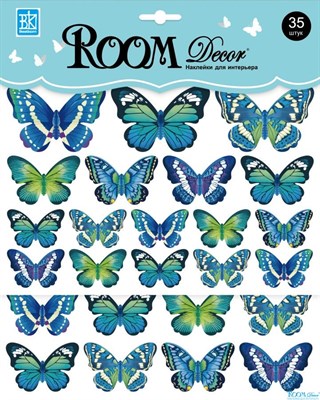 Элемент декоративный ROOM DECOR Сине-зеленые бабочки RKA 3301 2 листа - фото 46098