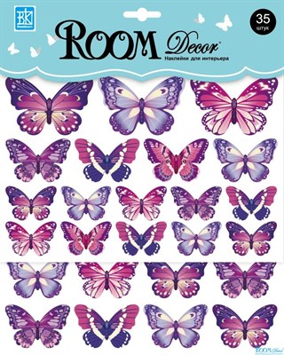 Элемент декоративный ROOM DECOR Сиренево-розовые бабочки RKA 3302 2 листа - фото 46099