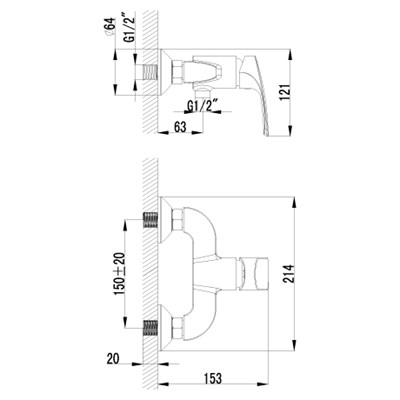 Смеситель SHAPE plus для душа с аксессуарами, хром (к/к 8) LM1703C - фото 47819