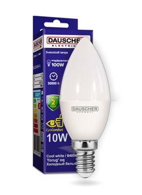 Лампа DAUSCHER LED 10W C35 E14 6400K DLC35-1064-14 - фото 53950