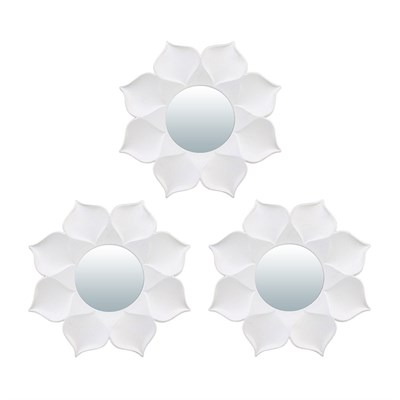 Комплект декоративных зеркал QWERTY Бордо ( 3шт) белый D-10 см 74042 - фото 57772