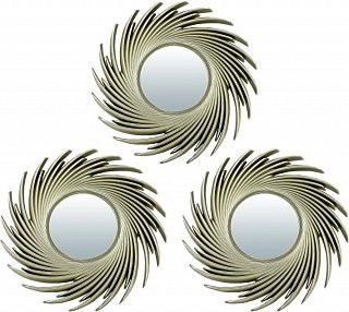 Комплект декоративных зеркал QWERTY Плезир ( 3шт)золото 25 см D-8 см 74049 - фото 57784