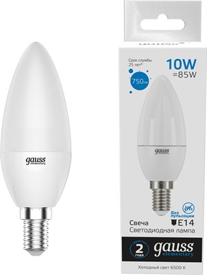 Лампа GAUSS LED Elementary Candle 10W E14 6500K 33130 - фото 66874