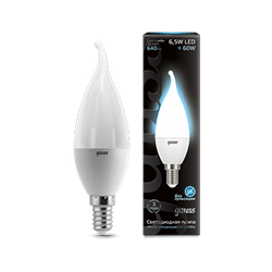 Лампа Gauss LED Candle Tailed E14 6.5W 3000K 1/10/50 104101107 - фото 68411