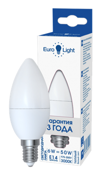 Лампа светодиодная Eurolight EL-204-C37-6-3K-E14-FR - фото 68429