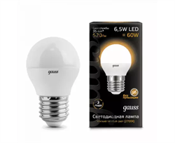 Лампа Gauss LED Globe 6,5W E27 100-240V 2700K 1/10/50 105102107 - фото 68444