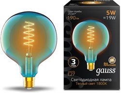 Лампа GAUSS LED Filament G125 E27 5W Sky blue flexible 1800К 1013802105 - фото 69018