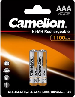 Батарейки CAMELION AAA-1100mAh Ni-Mh (NH-AAA1100BP2, аккумулятор,1,2В) BL-2шт (блистер) 7372 - фото 74340