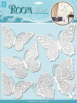 Элемент декоративный ROOM DECOR Мерцающие бабочки, белые CBA 1402 - фото 7651