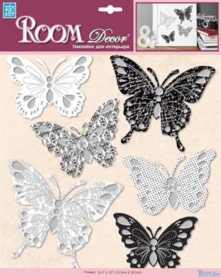 Элемент декоративный ROOM DECOR Черно-белые бабочки PSA 6701 - фото 7706