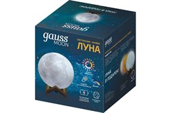 Светильник Gauss настольный NN001 3D Луна 1W 5V Li-ion 450mA D10см белый LED 1/6/24 NN001 - фото 78412