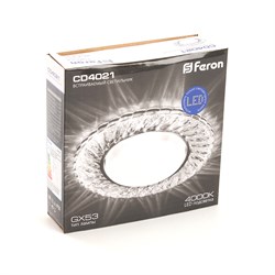 Светильник потолочный Feron встраив.светод.подсв.20LED*2835 SMD 4000K GX53 CD4021 29474 - фото 80313