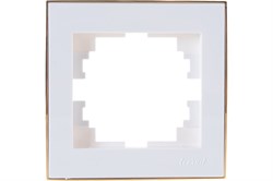 Рамка LEZARD RAIN 1-ая горизонтальная белая с бок. вст. золото 703-0226-146 - фото 80709