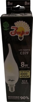 Лампа светодиодная Заря свеча C35F (C37F) 8W E14 4200K (эконом) - фото 84185